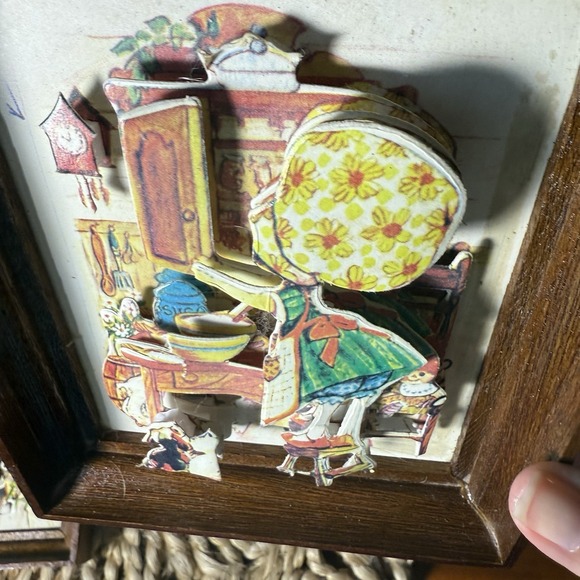 Holly Hobbie Style 3-D Art Decoupage Wooden Frame Set of 2 Christmas 1984 - Picture 3 of 11